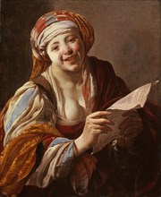 Young Woman with a Text Sheet, 1628, oil on canvas, 78.9 x 65.5 cm, Signed and dated on the sheet: