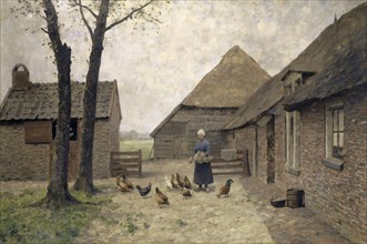 Dutch farm, oil on canvas, 120 x 162 cm, signed lower left: Stengelin, Alphonse Stengelin, Lyon