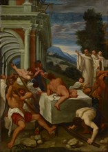 The hl., Benedict Banishes the Devil, oil on canvas, 114.5 x 82 cm, unmarked, Ludovico Carracci,