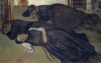 Femmes dormant, 1928, tempera on canvas, 115.5 x 185.5 cm, signed and dated lower left: ED VALLET