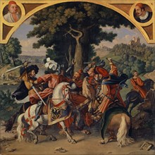 The Murder of King Albrecht at Windisch, 1829, oil on oak, 44 x 44 cm, monogrammed lower right: HH