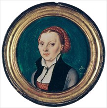 Capsule portrait of Katharina von Bora, the wife of Martin Luther, 1525, mixed technique on beech