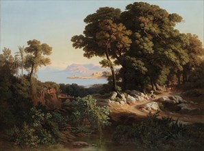From the surroundings of Monreale, Sicily, 1849, oil on canvas, 67.8 x 91 cm, signed and dated