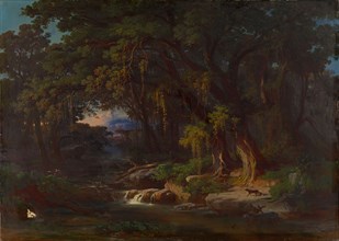 Forest landscape in the Roman mountains, oil on canvas, 123.7 x 173 cm, not specified, Johann Jakob