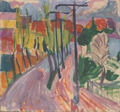 Street with trees (near Freidorf), 1927, oil on canvas, 75 x 80.5 cm, not marked, Hermann Scherer,