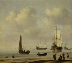 Engulfed Tugs and Fishing Boats in Calm, around 1655/65, oil on canvas, 33.5 x 38 cm, monogrammed