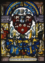 Blazon of librarians Iselin, Coccius and Pantaleon of the University of Basel, 1564, stained glass,
