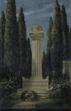 Tomb of Arnold Böcklin on the Cimitero Agli Allori, 1925, pencil, charcoal, colored chalks on