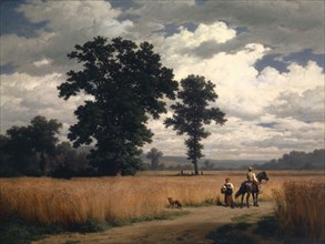 Grain harvest, oil on canvas, 61 x 81 cm, signed lower left: R. Zünd, Robert Zünd, Luzern 1827–1909