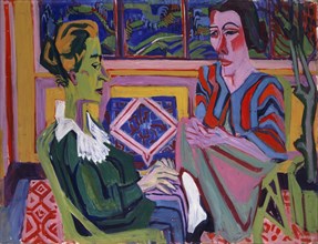 Woman and Girl, 1924, oil on canvas, 114.7 x 150.5 cm, unsigned, Albert Müller, Basel 1897–1926