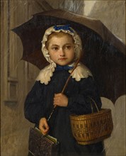 Louise Anker with Umbrella, 1872, oil on canvas, 43 x 36 cm |, 64 x 54 x 7 cm, signed and dated