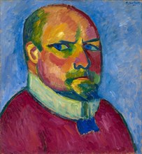 Selfportrait, 1911, oil on linen textured cardboard, 54 x 51 cm, signed and dated o. R .: A.