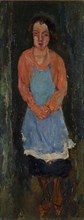 La cuisinière au tablier bleu, around 1930, oil on canvas, 128 x 50.5 cm, unmarked, Stiftung Im