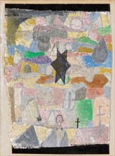 Under black star, 1918, 116, watercolor on plaster base on gauze, top and bottom paper strips