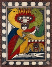 Skt. Adolf = Throne, = Alpa = Roosali, 1917, pencil and crayon, sheet: 28.9 x 22 cm, recto without