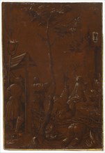 Christ on the Mount of Olives, 1520, pen in black, washed, heightened with white, on reddish brown