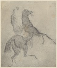 Lady on rising horse, pencil, washed, verso: brush over pencil sketch, sheet: 14.2 x 12 cm, not