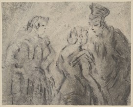 Two girls and street-boy, pencil and pen, maneuvered, mounted, sheet: 11.6 x 14.3 cm, not marked,