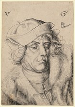 Portrait of a man with a beret and fur collar, around 1507, pen in black, leaf: 15.4 x 10.8 cm, O.