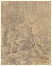 Death and the Woodman, 1829, feather in gray, sheet: 26 x 24.5 cm, U. r., Signed and dated in gray