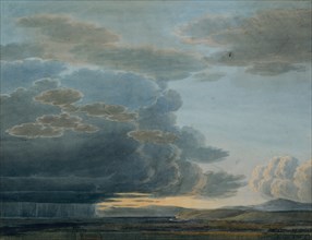 Rain clouds over the midland (evening seascape), 1810, pencil, watercolor, sheet: 31.2 x 40.4 cm,