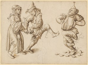 Dancing Farmer and Farmer at the Egg Dance, Early 16th C., Feather in Brown, Journal: 16 x 21.8 cm,