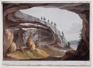 The big bear hell at the Welschen Rohr., Canton Solothurn, 1790, quill, watercolor, sheet: 16 x 22