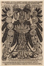 Allegorical imperial eagle of Konrad Celtis with the arts, the Musenbrunnen and the judgment of the