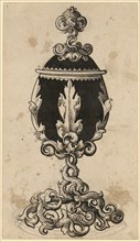 Cocoon Lidded Cup, c. 1514, black paintbrush, over black pen drawing, sheet: 30.1 x 17.2 cm,