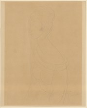 Jeanne Hébuterne in profile, (1919?), Pencil on thin, brown paper, sheet: 34.2 x 27.8 cm (width