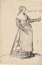 Woman with playing cards, c. 1515/16, pen in black, sheet: 18.4 x 11.9 cm, O. r., denominated: Dz