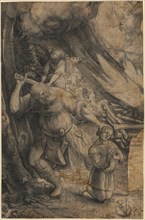 Abraham sacrifices Isaac, 1521 (?), Pen and brush in black, gray washed, verso: black chalk,