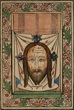 Sudarium (Veronica's Wissing Cloth), c. 1440, woodcut of two sticks, colored (unique), unique,