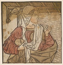 Sibylle (Phrygia?), C. 1460/70, woodcut, colored (unique), unique, leaf: 9.3 x 9 cm, Anonym,