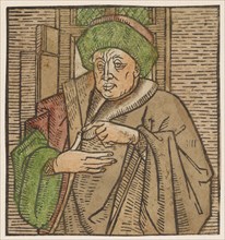 Hermes Trismegistos, c. 1460/70, woodcut, colored (unique), unique, leaf: 9.5 x 8.9 cm, Anonym,