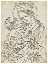 Mary with the Child, c. 1450 (printing block), woodcut (shifted during printing), face and hair