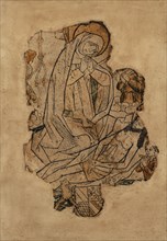 The Adoration and Lamentation of Christ (fragment), c. 1480, woodcut, colored (unique), unique,