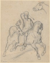 Horse and horse studies, pencil on light brown paper, verso: pencil, leaf: 31.1 x 24.5 cm (largest