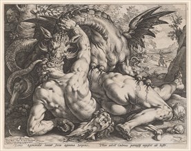 The Dragon Kills the Cadmus's Companions, 1588, Copperplate, Plate: 25.4 x 32.1 cm |, Leaf: 25.8 x