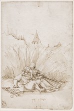 Loving Couple in the Cornfield, 1508, Feather in Brown, Sheet: 21.9, 22.4 x 14.9 cm, U. Monogrammed