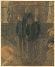 Five standing boys with hymnals, colored pencil and pencil, sheet: 16.1 x 13.3 cm, unmarked, Otto