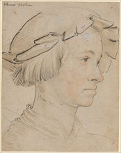 Portrait of a youth with a blended beret, circa 1517, silver pencil, red chalk and a brush, on the