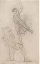 Dancer and dancer, 1814/20, black chalk, pencil, verso: chalk, brush in brown, leaf: 32.4 x 20.3