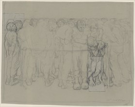The Prisoners, 1908, pencil on green-gray paper, glued paper fragments from the same paper o. l.,