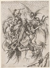 Saint Anthony, tormented by demons, copperplate engraving, sheet: 31.3 x 22.9 cm, signed monogram: