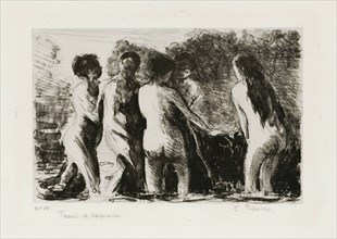 Théorie de Baigneuses, (1897), brush lithograph on Chinese paper, mounted on backing paper, first