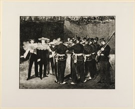 L'Exécution de Maximilien, 1867/68, chalk lithograph, cut out and mounted on carrier sheet, missing