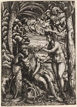 Mercury, Venus and Cupid, c. 1500, iron etching, sheet: 18.3 x 13 cm, U. r., monogrammed: H B, Hans