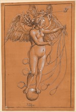 Mrs. Venus, c. 1512, feather in black, heightened with white, on brown-green primed paper, folia: