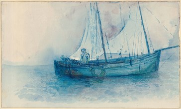 The Death Ship, watercolor, sheet: 15.8 x 26.2 cm, unmarked, Odilon Redon, Bordeaux 1840–1916 Paris